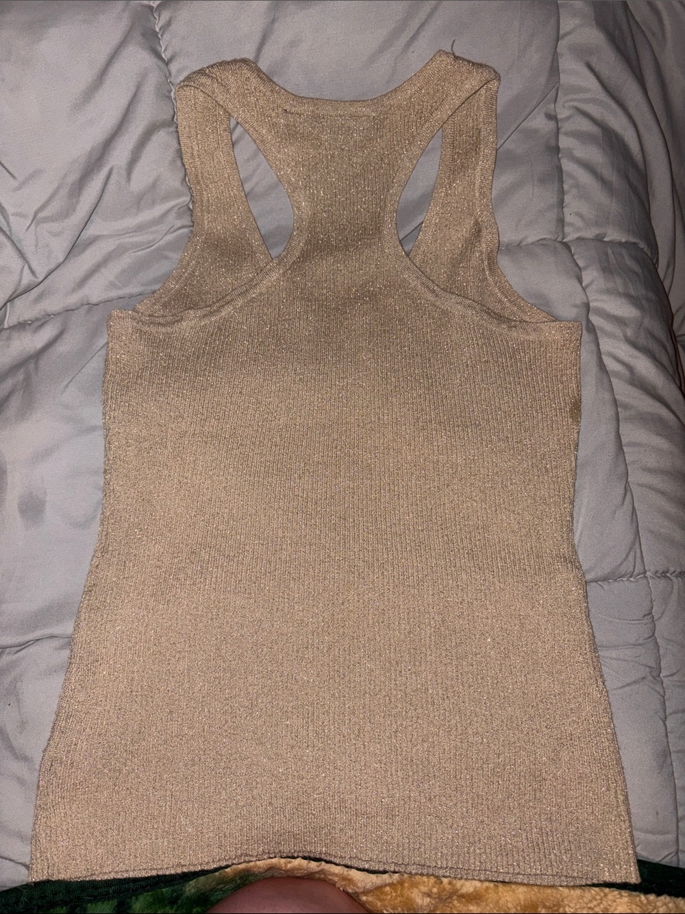 Mixit Shimmery Beige Ribbed Racerback Tank - Picture 2 of 3